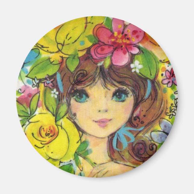 Sweet Girl in a Bouquet Blume Magnet (Vorne)