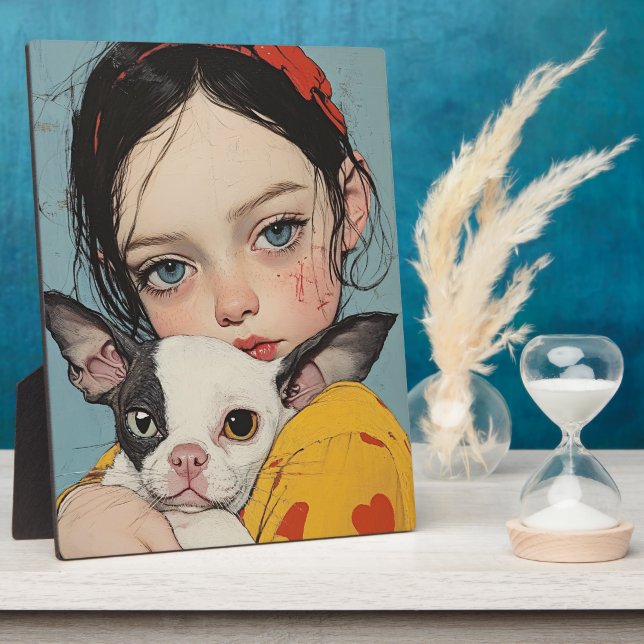 Sweet Girl mit Chihuahua Art Frame Fotoplatte (Seite)