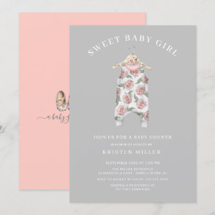 Sweet Girl Rose Romper Baby Dusche Einladung
