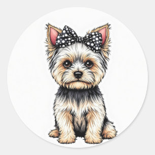 Sweet Girl Yorkie Runder Aufkleber