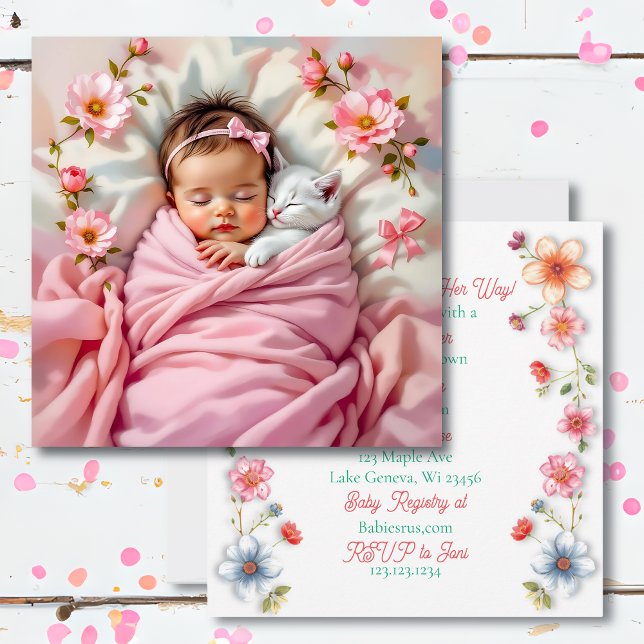 Sweet Girl's Baby Dusche Rosa Blütendusche Einladung (Von Creator hochgeladen)