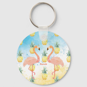 Sweet Girly Flamingo and Pineapple Schlüsselanhänger