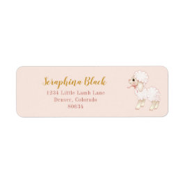 Sweet Girly Pink Bow Lamb Baby Dusche Label