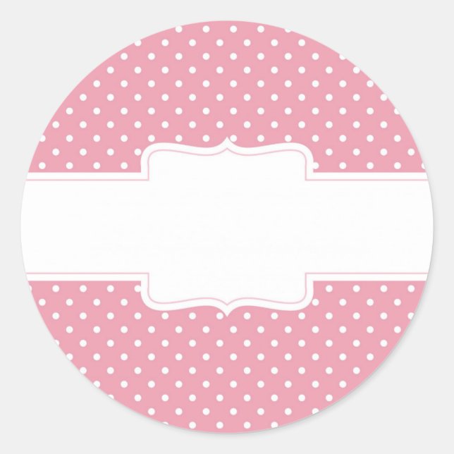 Sweet Girly Pink Dot Pattern Runder Aufkleber (Vorderseite)