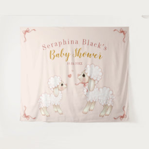 Sweet Girly Pink Lamb Babydusche Hintergrund Wandteppich