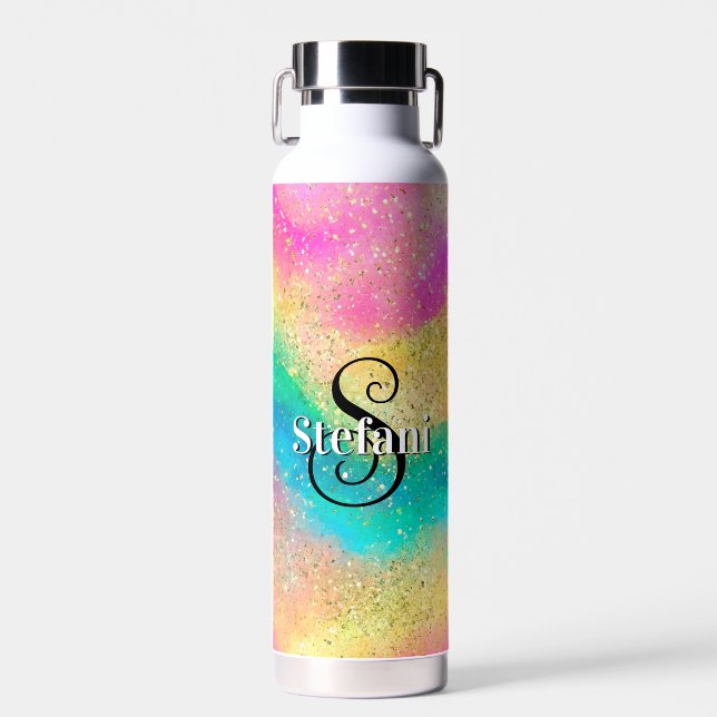 Sweet Glamour Rainbow Alcohol Ink Splash Trinkflasche (Vorne)