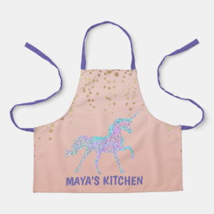 Sweet Glittery Rainbow Unicorn Girls Schürze