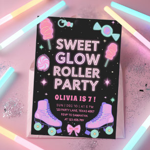 Sweet Glow Roller Party   Neon Candy Skating Einladung