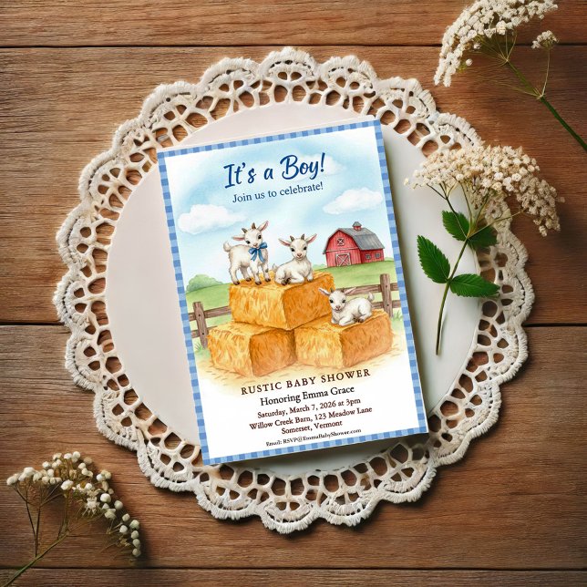 Sweet Goats Baby Shower Invitation Postkarte (Von Creator hochgeladen)