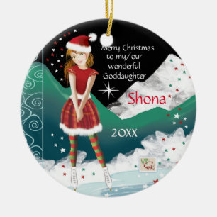 Sweet Goddaughter, Young Teen Skater, Christmas Keramik Ornament