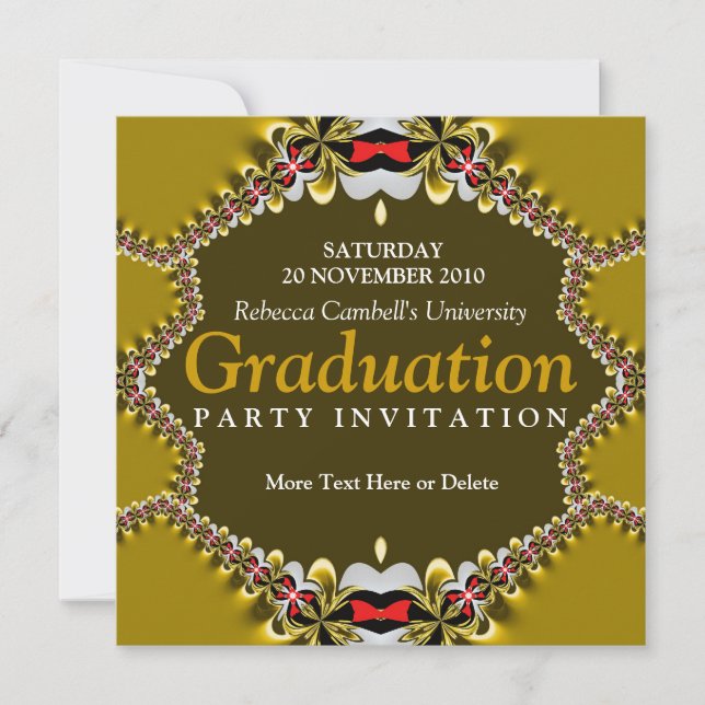Sweet Gold Satin Lace Graduation Party Einladung (Vorderseite)
