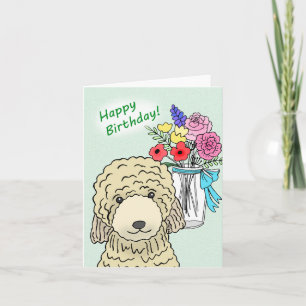 Sweet Golden Doodle Standard Poodle Hund Geburtsta Karte