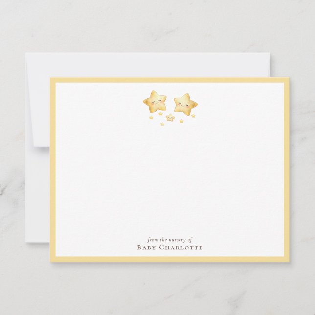 Sweet Golden Stars Nursery Note Card. Personalized Mitteilungskarte (Vorderseite)