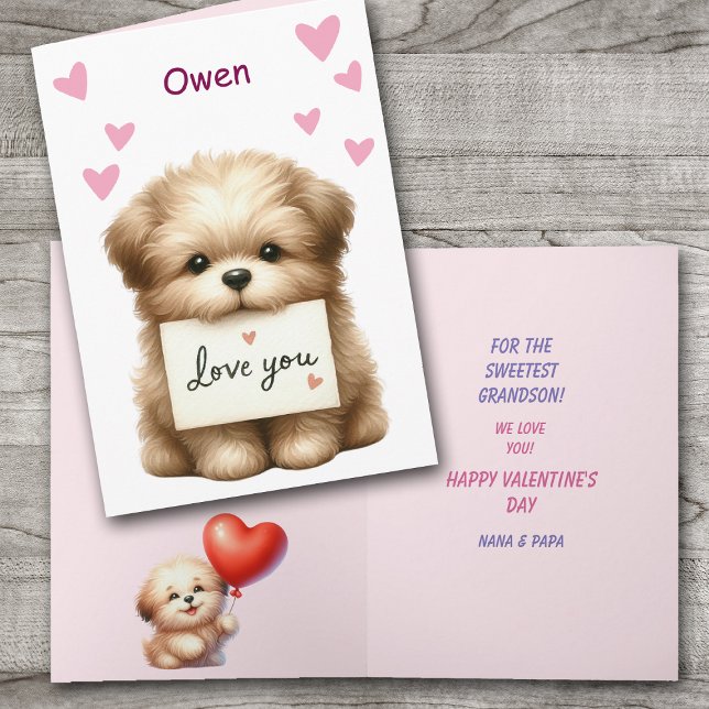 Sweet Grandson Puppy Dog Valentine Feiertagskarte (Von Creator hochgeladen)