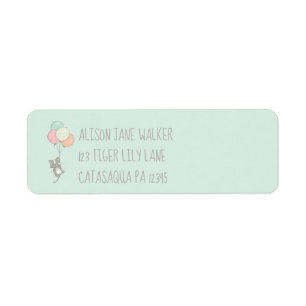 Sweet Gray Cat with BalloonsReturn-Adresse