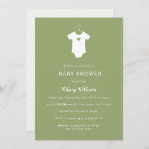 Sweet Green Baby Shower Invitations