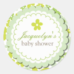Sweet Green Daisy Blume Junge oder Mädchen Babydus Runder Aufkleber