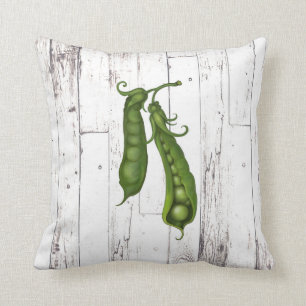 Sweet Green Peas Pea White Wood Rustic Bauernhof Kissen