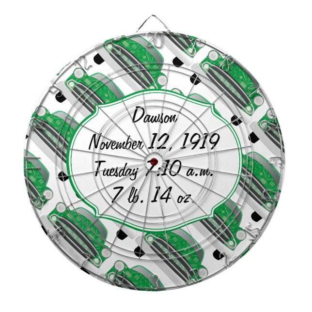 Sweet Green Retro Car Baby Dusche Geschenke Dartscheibe (vorne)