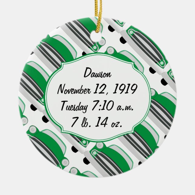 Sweet Green Retro Car Baby Dusche Geschenke Keramik Ornament (Vorne)