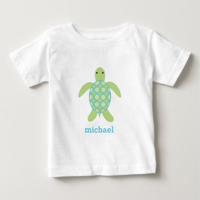 Sweet Green und Blue Baby Turtle Baby T-shirt (Vorderseite)