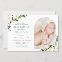 Sweet Greenery Floral Baby Girl Foto Taufe
