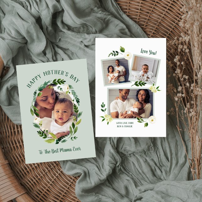 Sweet Greenery Mother's Day Foto Card für Mama Karte (Von Creator hochgeladen)