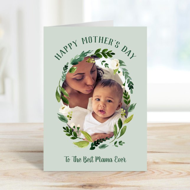Sweet Greenery Mother's Day Foto Card für Mama Karte (Von Creator hochgeladen)