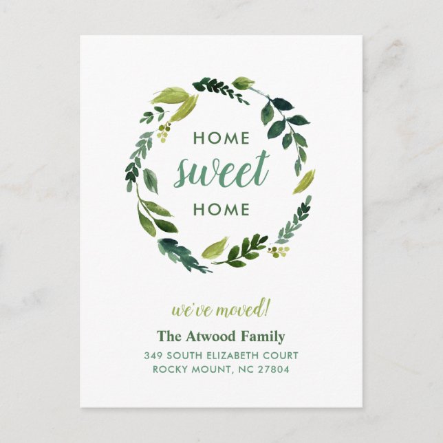 Sweet Greenery New Address Moving Ankündigung (Vorderseite)