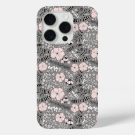 Sweet Grey Pink White Whimsical Pattern Blume Case-Mate iPhone Hülle