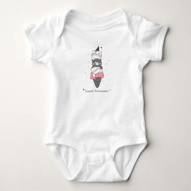 Sweet Halloween Ice Cream Cone and Cats Baby Strampler (Vorderseite)