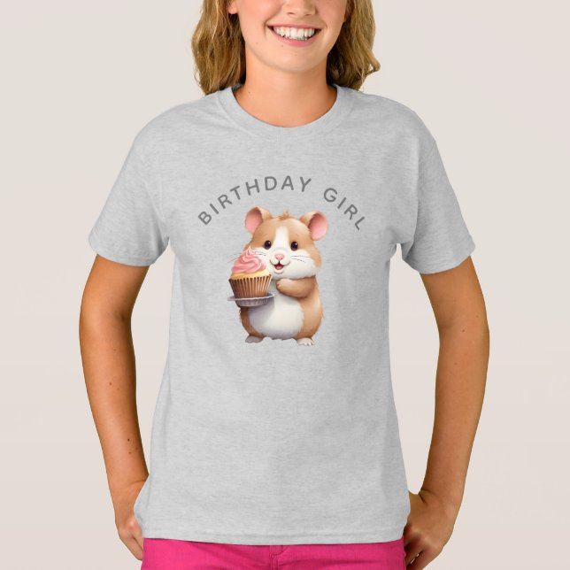 Sweet Hamster, Pink Cupcake Children's Birthday T-Shirt (Vorderseite)