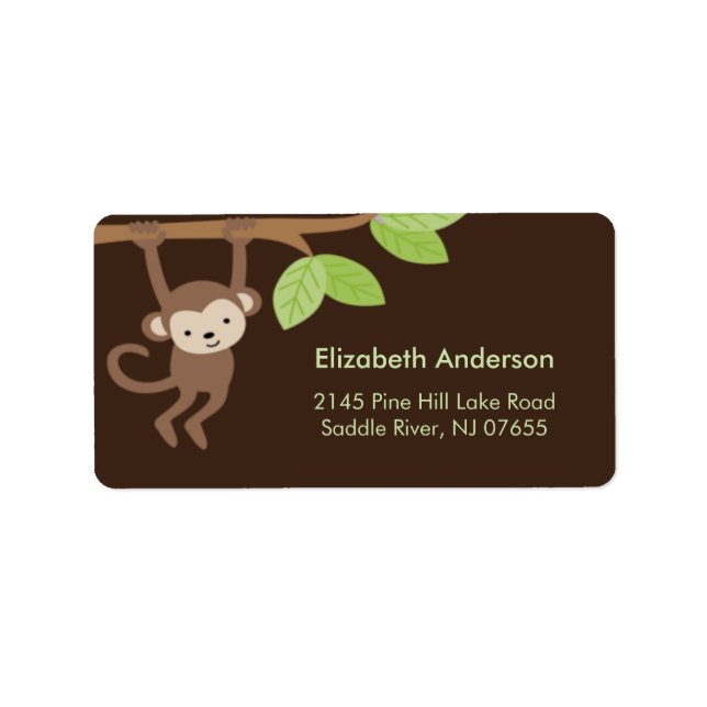 Sweet Hanging Monkey Address Label Adressaufkleber (Vorne)