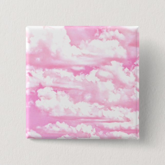 Sweet Happy Fuchsia Pink Clouds Button (Vorderseite)