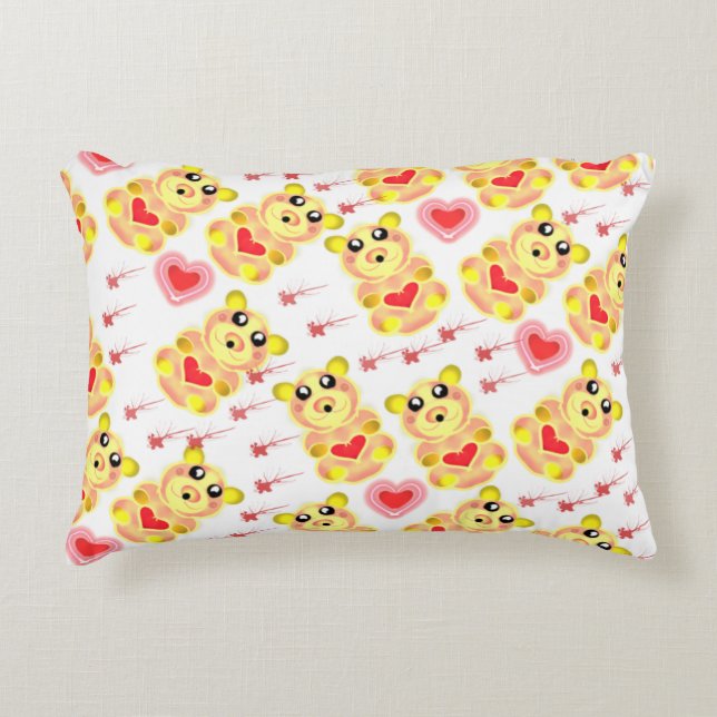 Sweet Heart Bear Nursery Pattern Dekokissen (Vorderseite)