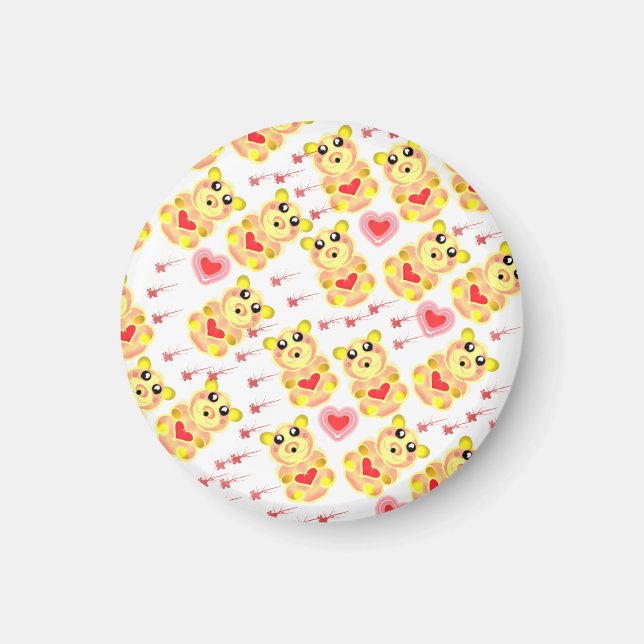 Sweet Heart Bear Nursery Pattern Magnet (Vorne)