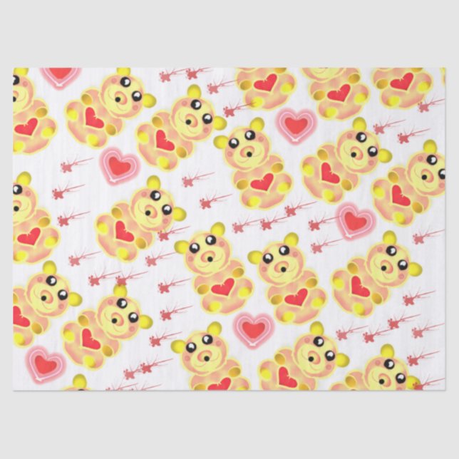 Sweet Heart Bear Nursery Pattern Seidenpapier (Vorderseite)