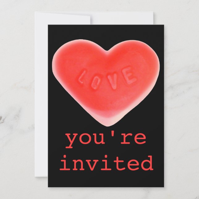 Sweet Heart Black Einladung "You're Invited" (Vorderseite)