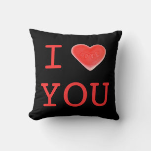 Sweet Heart Black 'I heart You're red back Square Kissen