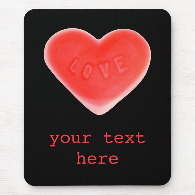 Sweet Heart Black 'Your Text' Mousepad (Vorne)