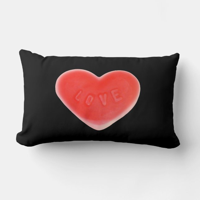 Sweet Heart Black zwei Muster werfen Kissen Lumbar (Vorderseite)