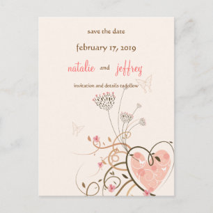 Sweet Heart & Butterfly Wirbel Save the Date Karte