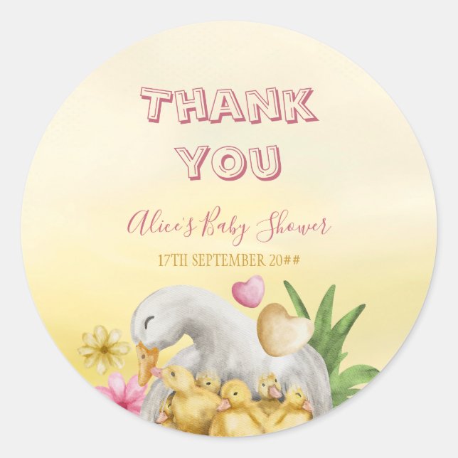 Sweet Heart Greenery Yellow Mommy & Baby Dusche Runder Aufkleber (Vorderseite)
