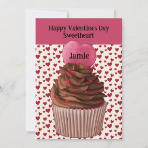 Sweet Heart Happines Valentines Day Custom Cupcake Feiertagskarte