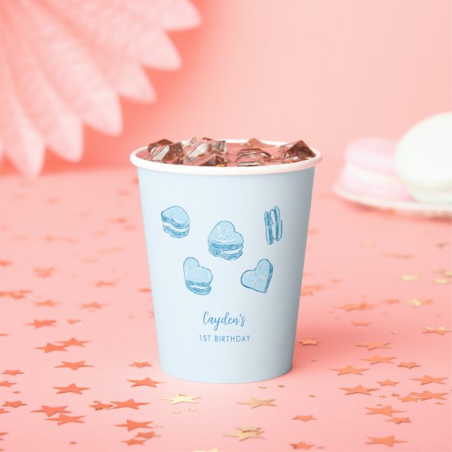 Sweet Heart Macarons Boy Birthday Party Pappbecher (Insitu)