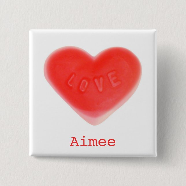 Sweet Heart 'Name' Taste Quadrat Button (Vorderseite)