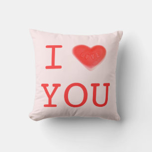 Sweet Heart Pink 'I heart You're red back Square Kissen
