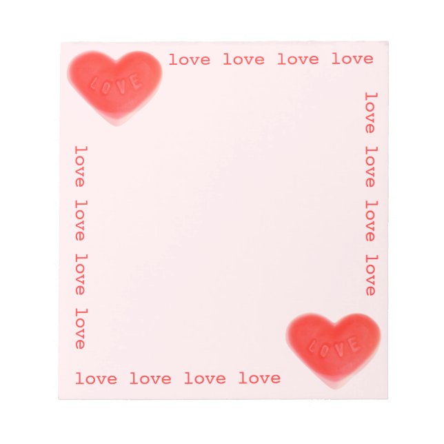Sweet Heart Pink "Liebe" Notizblock (Vorderseite)