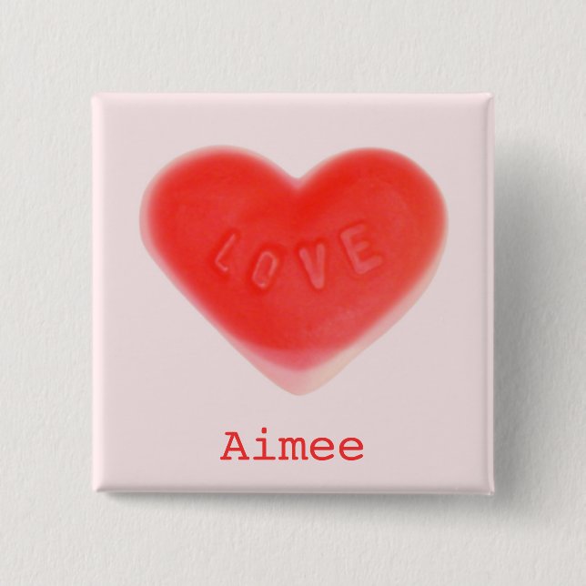 Sweet Heart Pink 'Name' Button Quadrat (Vorderseite)