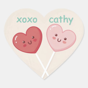 Sweet Heart Shaped Lollies Classroom Valentine Herz-Aufkleber